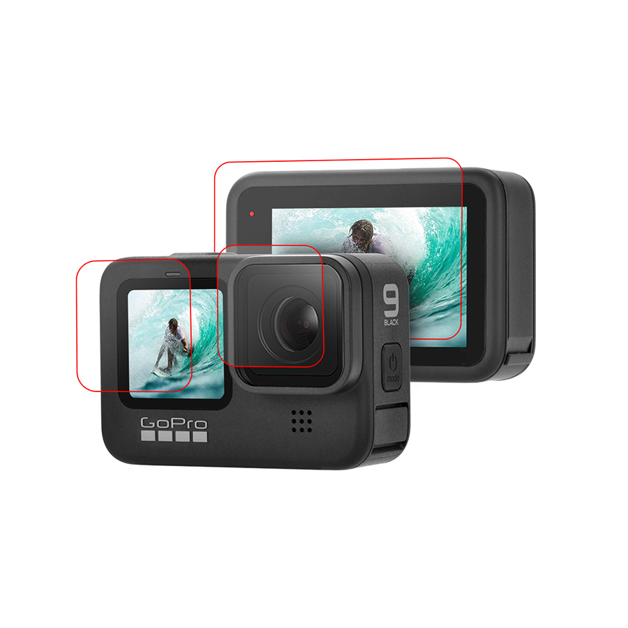 گلس محافظ صفحه نمایش و لنز دوربین گوپرو HERO9 (سه تکه)