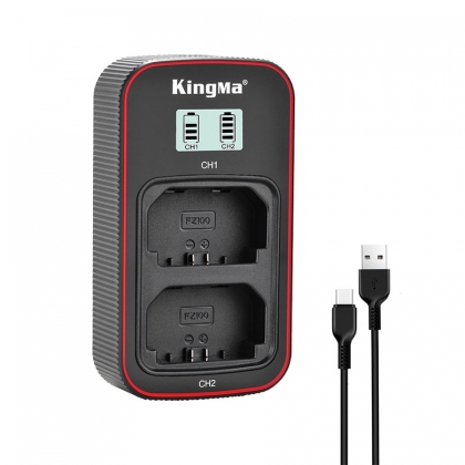 شارژر دوتایی باتری سونی FZ100 برند Kingma (به همراه کابل شارژ و آداپتور)